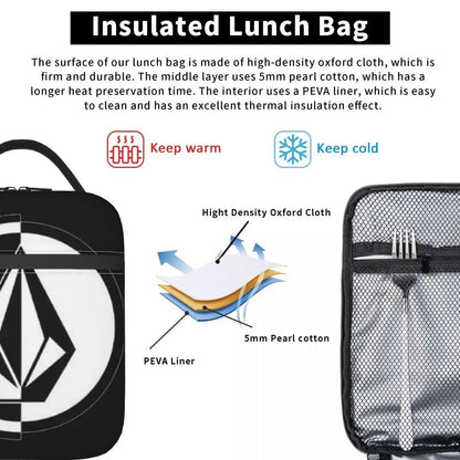 Volcom-Logo Merch Insulated Lunch Bag For School Food Box Portable Cooler Thermal Bento Box