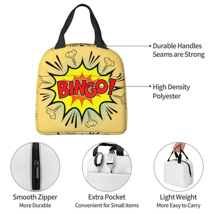 Hot Game Bingo Lunch Bag Leakproof Cooler Thermal Insulated Lunch Box For Women Kids School Beach Camping Travel Food Tote Bags