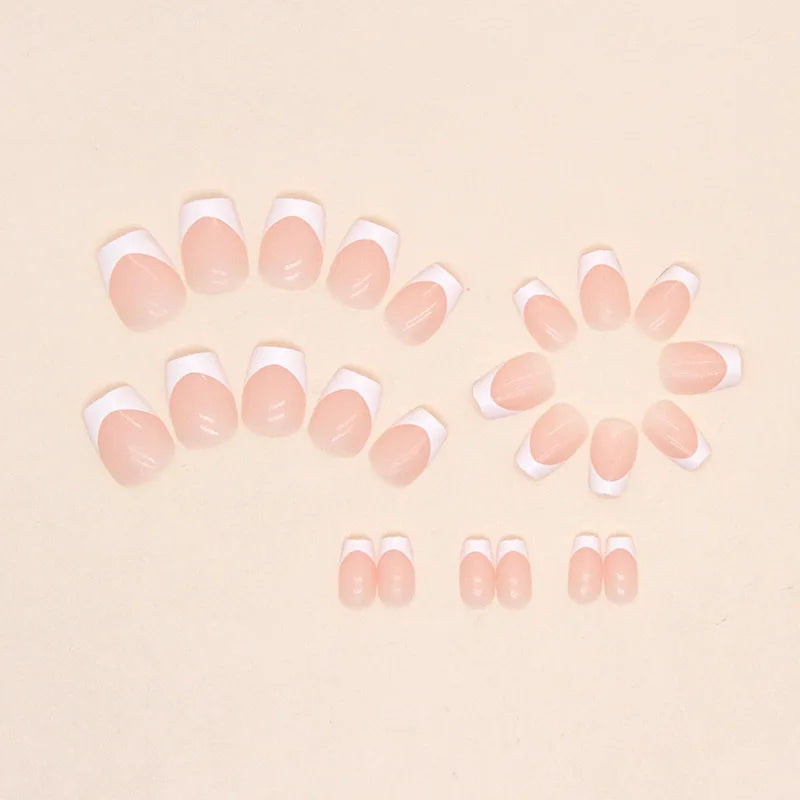 24 PCs Short French Minimalist Nails with 1 Jelly and 1 Nail File