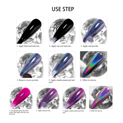 1Box Universal Clear Laser Nail Glitter Powder Clear Chrome Chameleon Pigment Shiny Glitter Dust Nail Decoratio