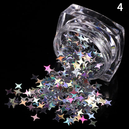 Holographic Star Sequins Nail Art Glitter Flakes Silver Nail Design Parts for DIY Manicure Decoration Accessories