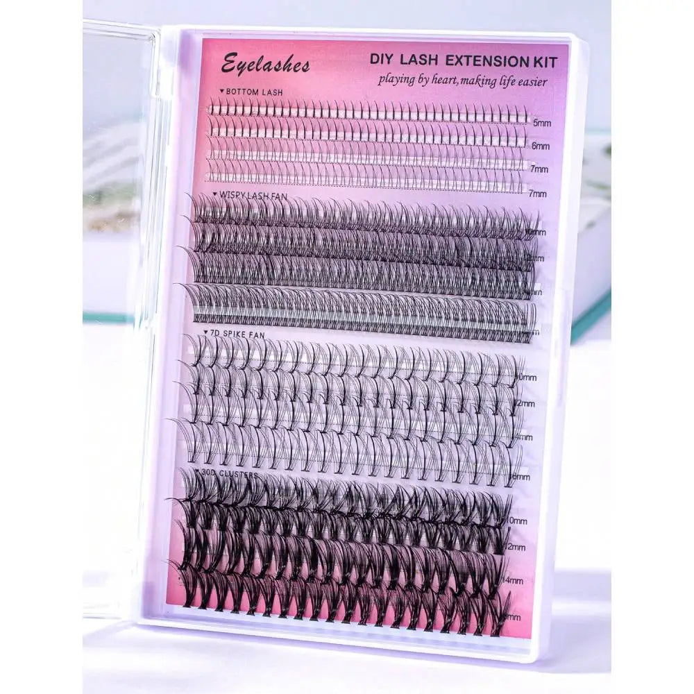 DIY Lash Extension Kit 480pcs Lash Clusters Individual Cluster Lash Extensions DIY Multi-type Mixed for Self Application at Home