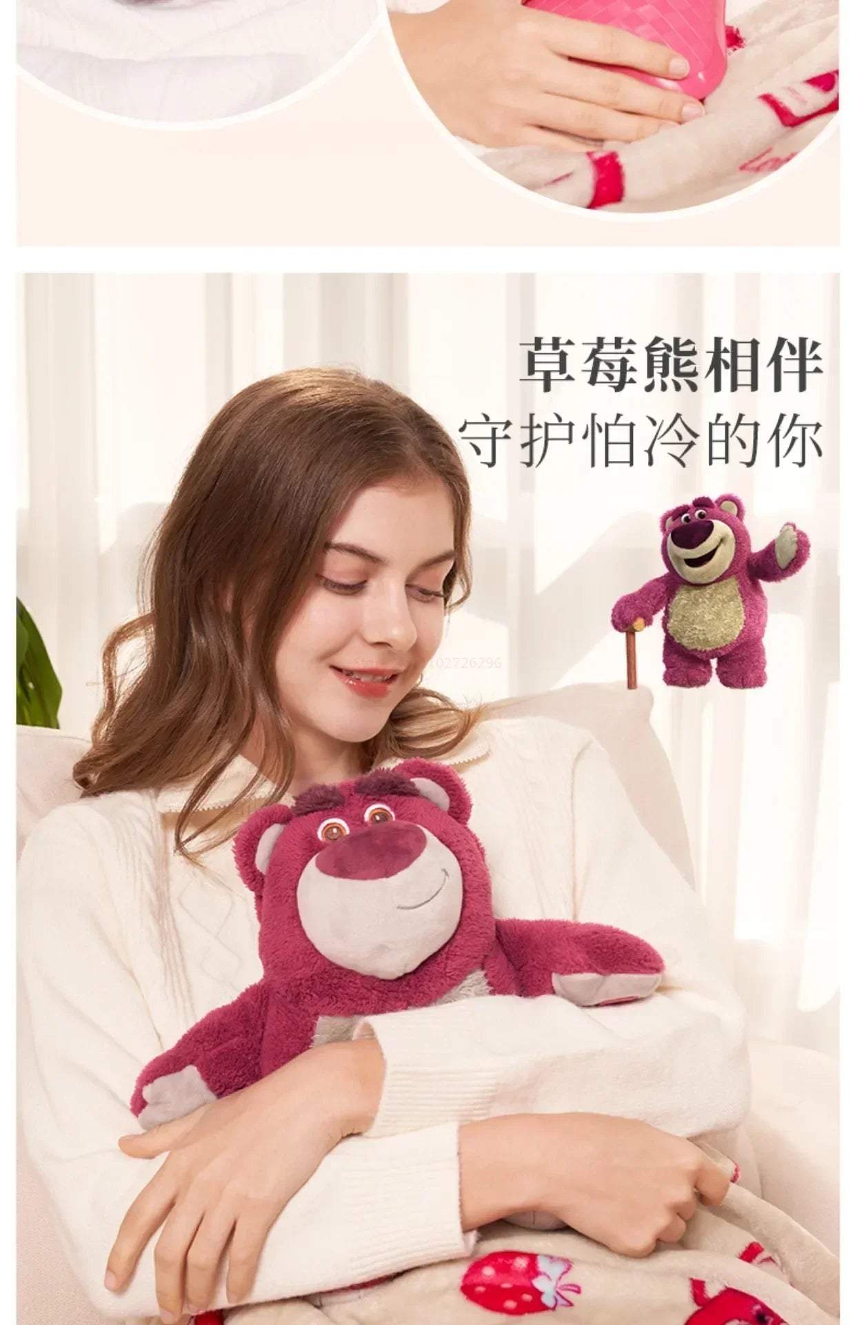 Genuine Disney Stitch Angel Lotso Plush Anime Hand Warm Bottle Hot Water Bottles Winter Portable Warm Hand Bag Birthday Gift