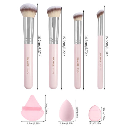 MAANGE 11PCS Makeup Tool Kit 4PCS Makeup Brush Wih Powder Puff Makeup Sponge Finger Air Cushion Puff Concealer Blend Eyeshadow