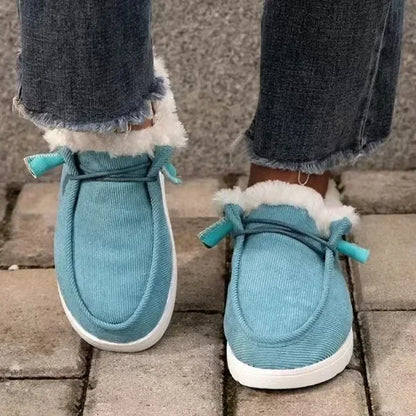 Women Warm Loafers Winter New Plush Ankle Snow Boots Flats Female Casual Cotton Shoes Ladies Solid Round Toe Sports Shoes