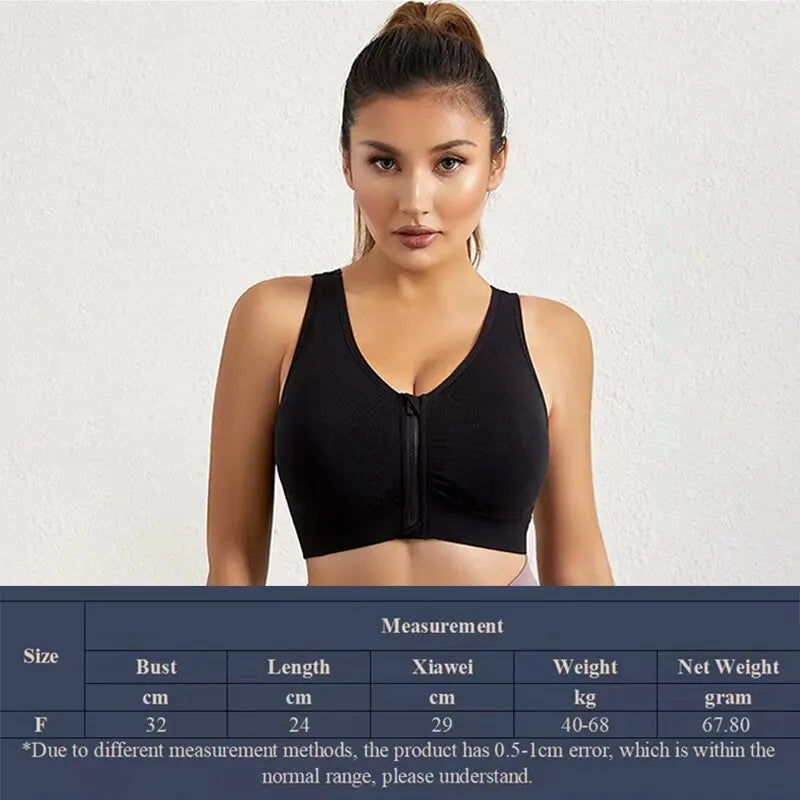 Women Seamless Bra Underwear Camisole Crop Top Free Size Black Skin Blue Front Zipper Breathable Sports Fitness Yoga Casual