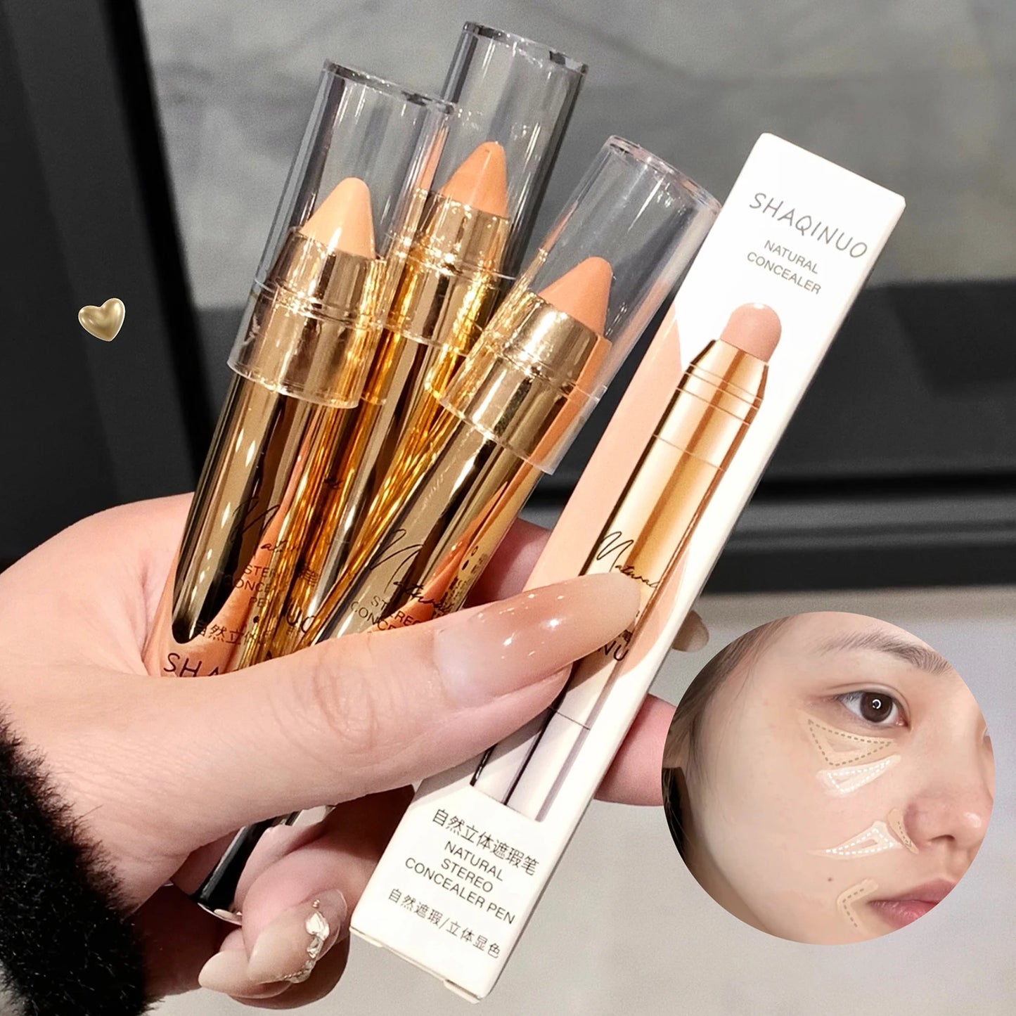 Face Concealer Pen Long Lasting Cover Dark Circles Corrector Contour Concealers Stick High Gloss Brighten Face Cosmetic Makeup