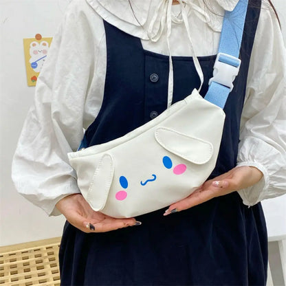 Kawaii Sanrio Shoulder Bag Kuromi My Melody Casual Simple Sling Storage Crossbody Cinnamoroll Chest Bag Women Student Girl Gifts