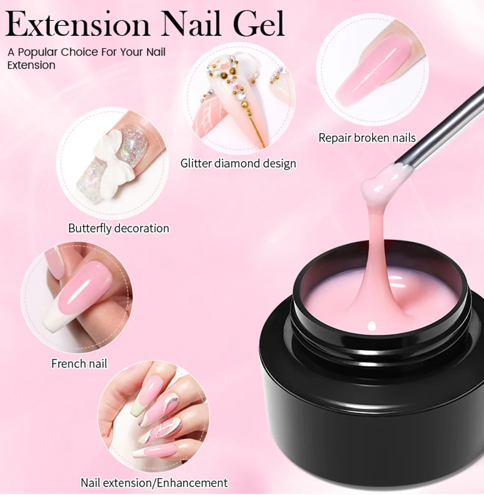 BORN PRETTY 60/30ml Hard Jelly Extension Nail Gel Polish French Nails Nude Pink White Clear Nail Supplies Gel for extension