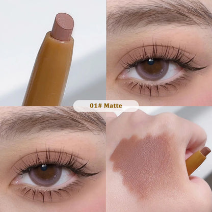 With Eye Shadow Brush Cream Matte Shimmer Eyeshadow Stick Double-head Glitter Highlighter Stick Sparkling Silkworm Eyeliner Pen