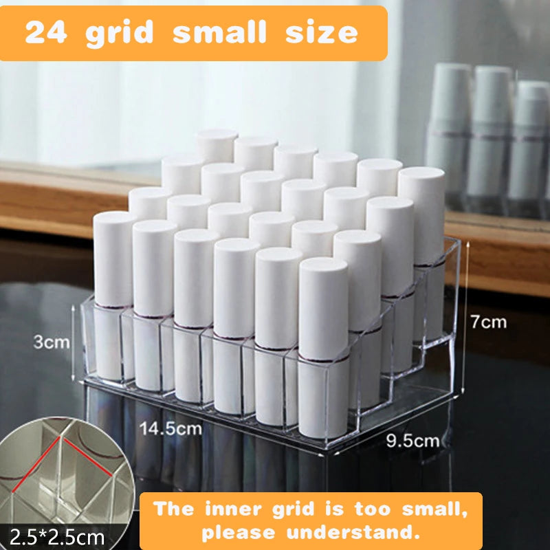 24/9 Grid Lipstick Box Acrylic Makeup Organizer Storage Box Lipstick Nail Polish Display Stand Holder Cosmetic Organizer Box