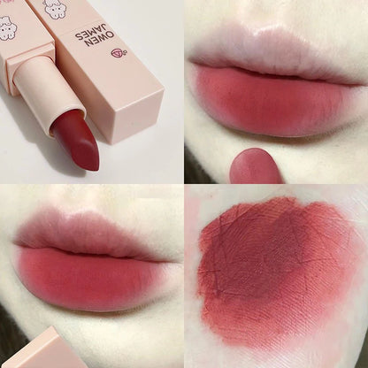 Matte Cute Lipstick Long Lasting Sexy Bright Red Lip Tint Balm Moisturizing Velvet Nude Lipstick Enhances Complexion Cosmetics