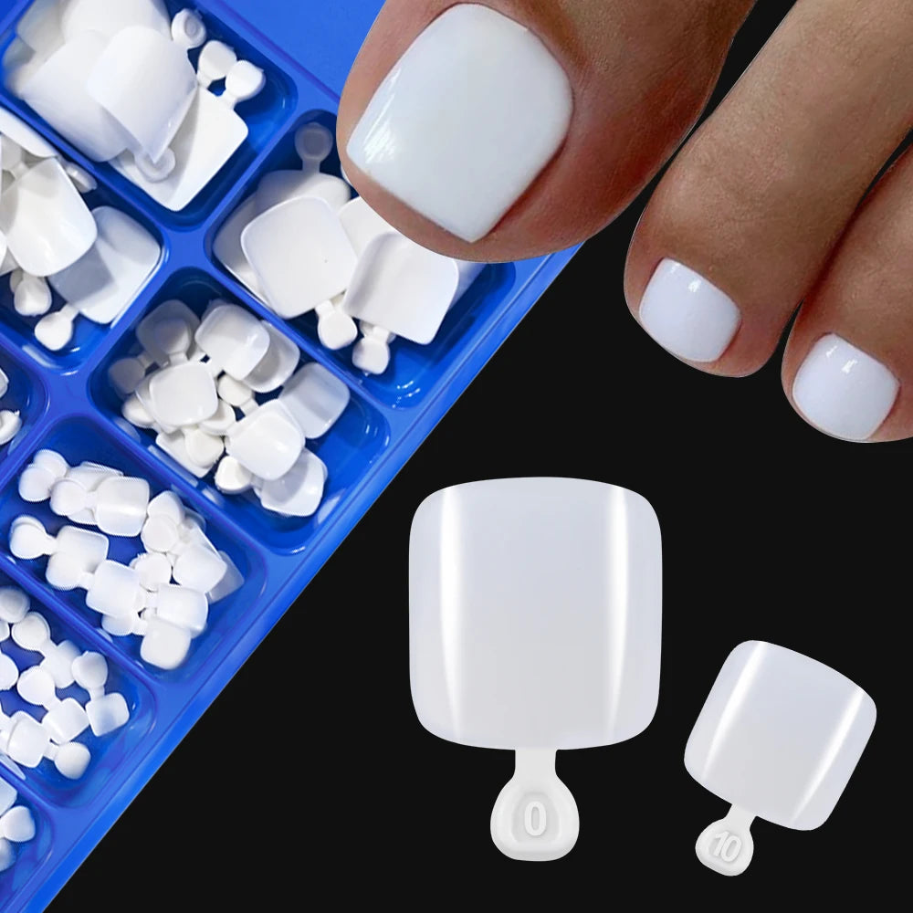 False Toenail Tips Full Cover White Artificial Fake Toenail Acrylic Foot Nail Art Tip Press on Toe Extension