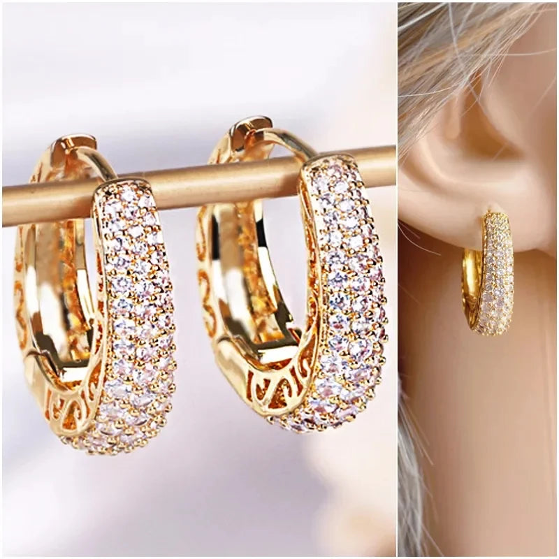 Luxury Hoop Earrings For Women Gold Color Hollow Out Design Temperament Female Ear Accessories Fashion Jewelry Gifts