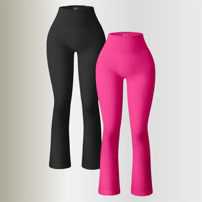 Women's  Yoga Pants Ribbed Seamless Workout High Waist Bell Bottoms Flare Leggings