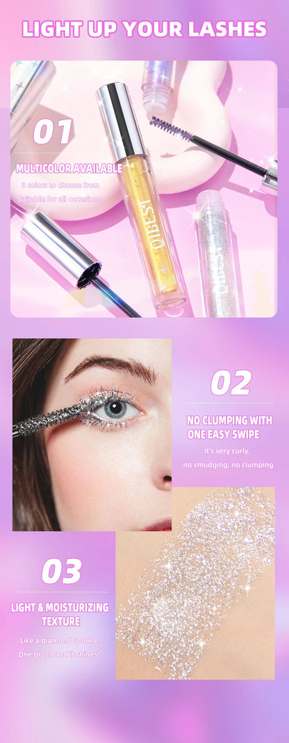 Violet Glitter Lash Mascara Diamond Mascara Thick Shiny Eyelash Curling Extension Makeup Waterproof Fast Dry Sequins Eye Black