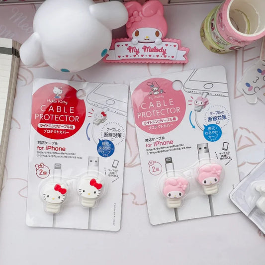 Kawaii Sanrio Bite Cable Protector My Melody Cinnamoroll Hello Kitty Cartoon Usb Cable Protector For Iphone Ipad Anti Fracture