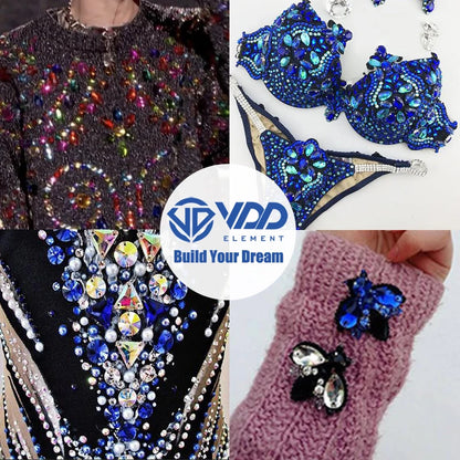 VDD 20/50Pcs Mix Size AAAAA K9 Glass Sew On Rhinestones Sewing Crystal AB Flat Back Stones For Clothes Accessories Wedding Dress