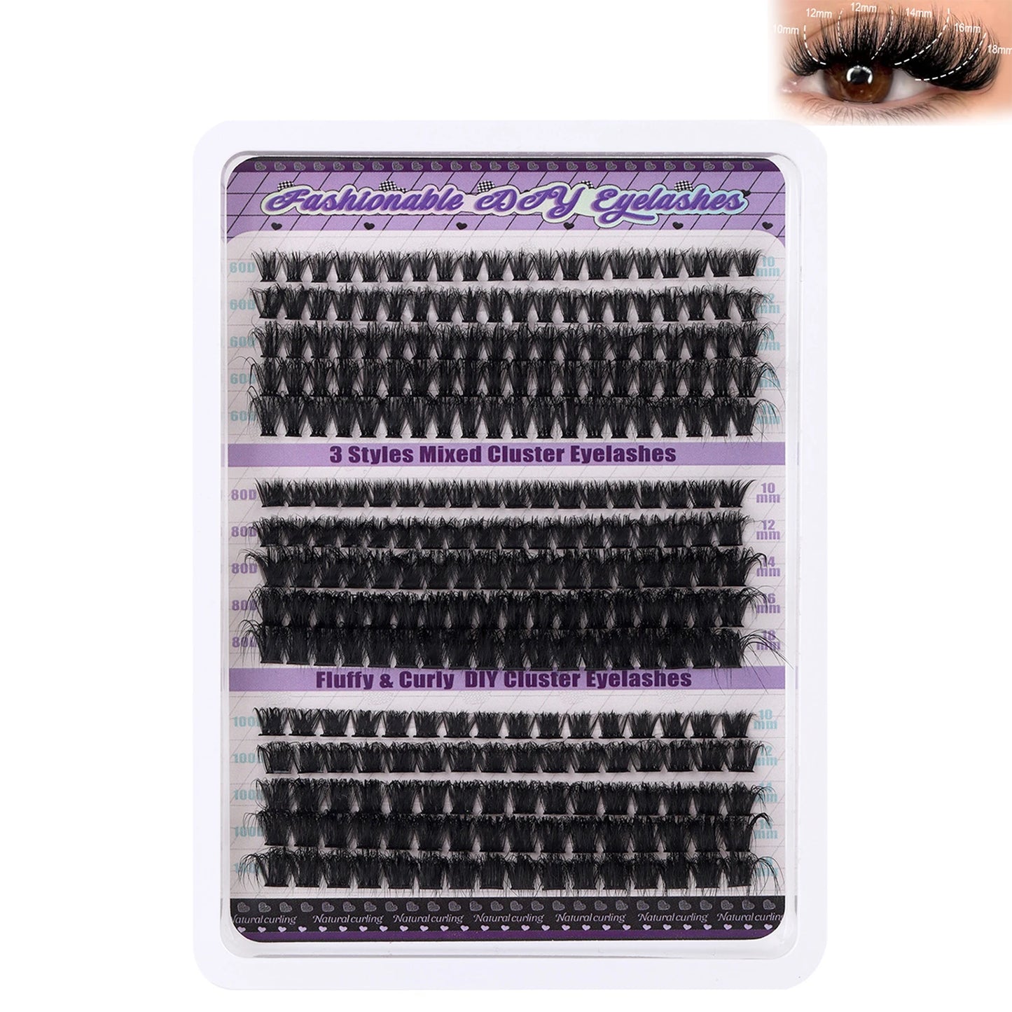 270pcs Fluffy volume False Eyelashes bond and seal lash remover kit Individual cluster 60D 80D 100D natural Eyelash extensions