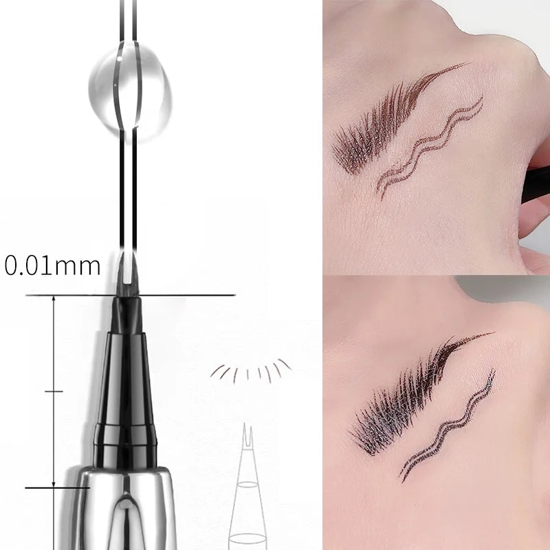 2 Point Eyebrow Pen Waterproof Liquid Tattoo Eyebrow Enhancers Long Lasting 0.01MM Ultra Thin Eyebrow Eyelash Pen Cosmetics