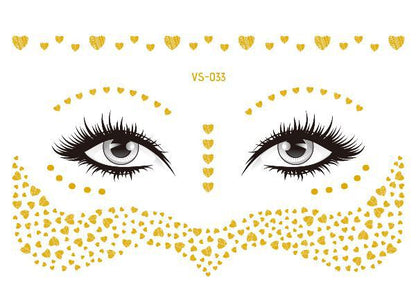 1pc Golden Face Temporary Tattoo Waterproof Blocked Freckle Stickers Eye Makeup Decal Bronzing Music Festival Wholesale 2023 New