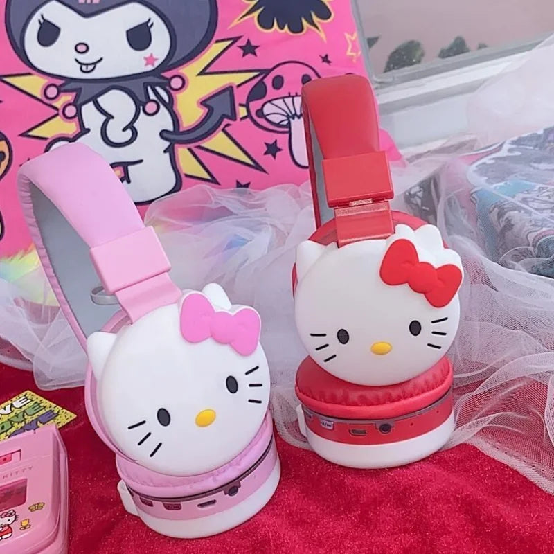 Hello Kitty Cute Bluetooth Headphone Wireless Headsets Anime Cartoon Stereo Headset Earphone With Mic Fashion Hottie Y2k Gifts