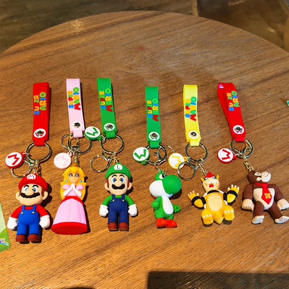 10styles Super Mario Keychain Mario Bros Luigi Toad Yoshi Bowser Action Figure Model Pvc Cartoon Bag Doll Pendant Toys Gift