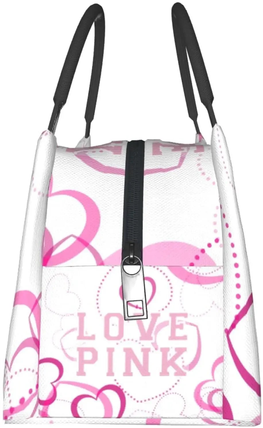 Love Pink Heart Women Secert Insulated Lunch Bag Reusable Water-Resistant Bento Tote Box Portable Lunch Bags