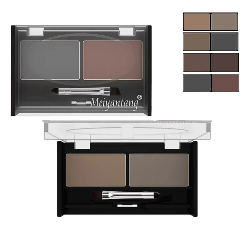 Eyeshadow Cake Makeup 2 Color Waterproof Eyebrow Powder Eye Shadow Eye Brow Palette + Brush Eyebrow Enhancer Professional