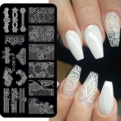 Lace Flower Nail Art Stamping Plate Wedding Bohemian Style Polish Printing Template Plate Floral Nail Art Stencils Manicure Tool