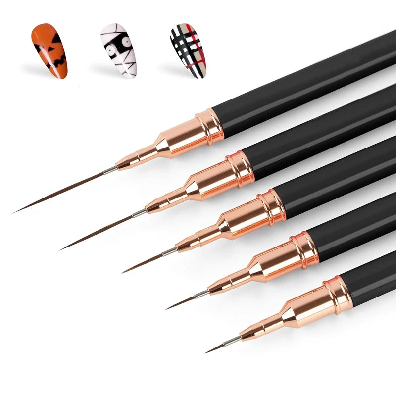 5pcs Professional Nail Art Liners Striping Brushes Tool Ultra-thin Line Detail Drawing Painting Brushes Manicure Pen Tools