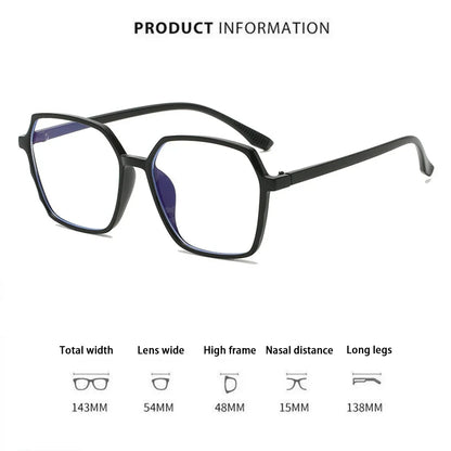 Fashion Anti Blue Light Glasses Ultra-Light Transparent Korean Gradient Big Square Frame Men Women Eye Protection Spectacles