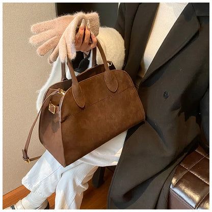 Ladies' Top-handle Bag High-end Feel Niche Design Large Capacity Vintage Commute Handbag For Autumn/winter Season