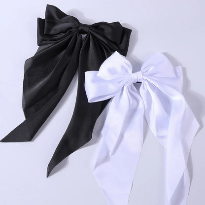 2Pcs/Set Elegant Bow Ribbon Hair Clip Women Fashion Solid Bowknot Satin Hairpin Barrettes Girls Ponytail Clip Hair Accessories