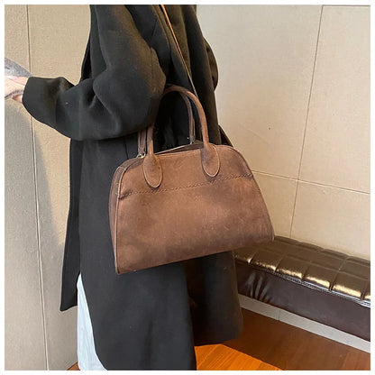 Ladies' Top-handle Bag High-end Feel Niche Design Large Capacity Vintage Commute Handbag For Autumn/winter Season