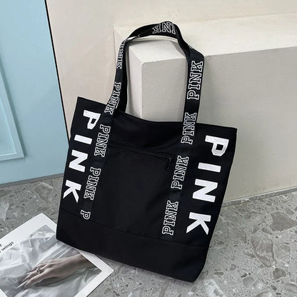 Literary Nylon Tote Bag For Women Large Capacity Shoulder Bag Fashion Letter Strap Handbags Large Capacity Tote Bag