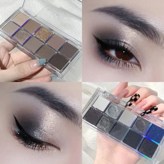 Acrylic Matte Blue Glitter Eyeshadow Palette Shimmer and Shine Eye Shadow Makeup Pallete Nude Smokey Black Eye Pigments Cosmetic