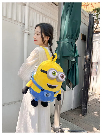 New Cartoon Anime Plush Backpack Minions Doll Large Size School Bag Large Capacity Student Cartoon Backpack