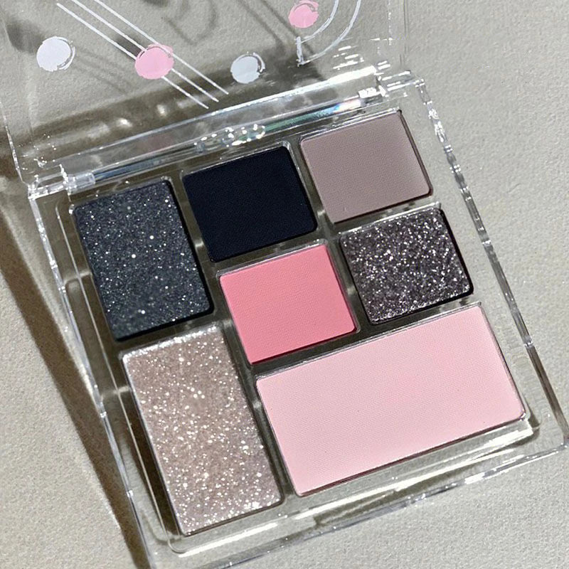 Pink Black Color Shimmer Eyeshadow Palette Glitter Sequins Shiny Eye Shadow Eye Pigments Millennial Style Girls Makeup Pallete