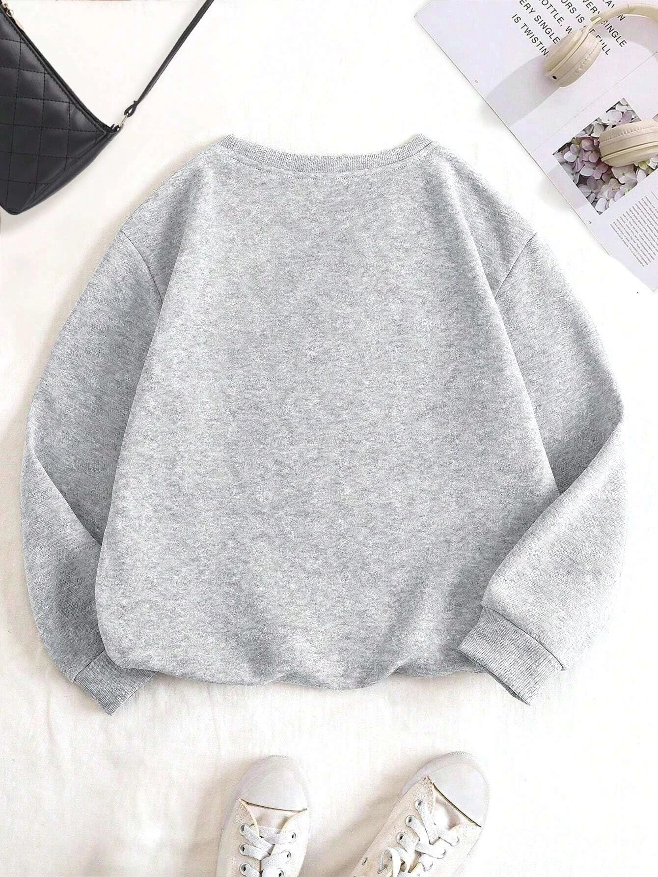 Pullover Round Neck Long Sleeve Casual Winter Autumn Sportswea  Fashion Women's Hoodie SweatshirtSolid Color Pullove