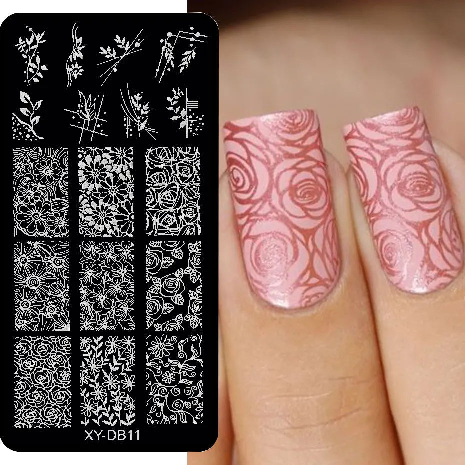 Lace Flower Nail Art Stamping Plate Wedding Bohemian Style Polish Printing Template Plate Floral Nail Art Stencils Manicure Tool