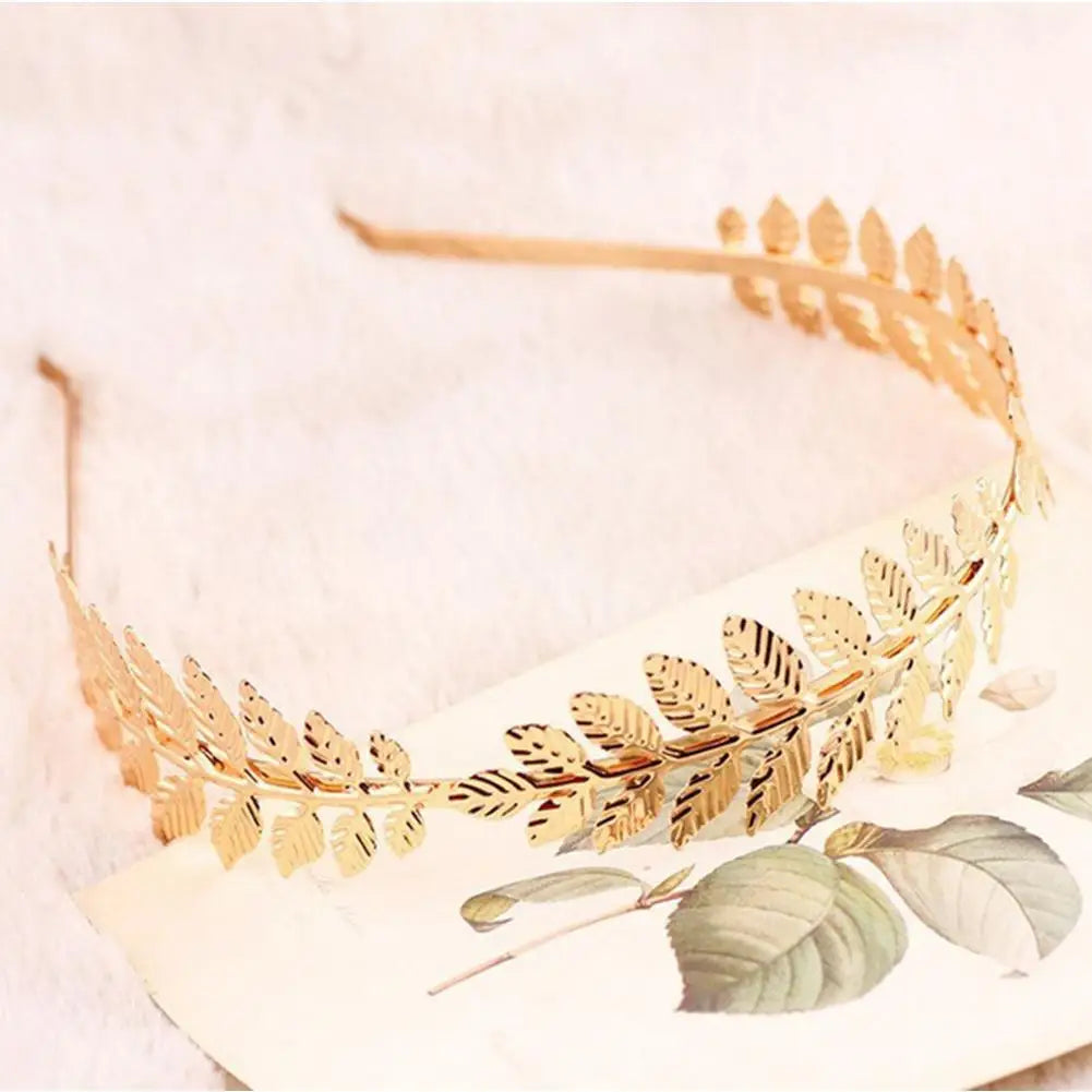 Retro Gold Leaf Hairband Wedding Roman Bride Head Jewel Crown Luxury Hair HairHoop Headpiece Tiara Accessories Goddess I9A2