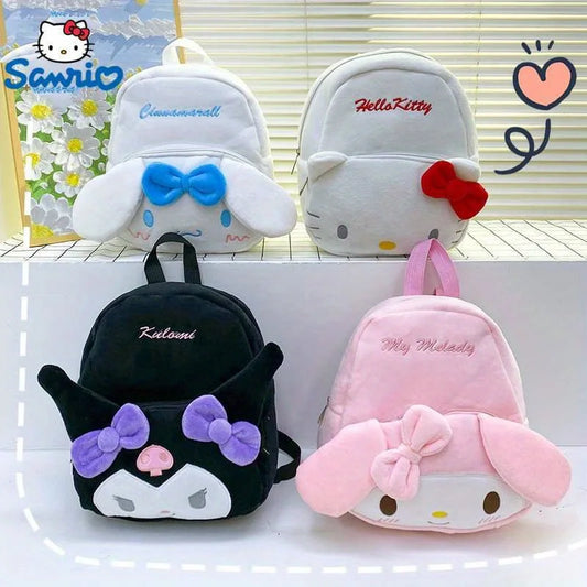 Kuromi Cinnamoroll & My Melody Plush Backpack Adorable, Large-Capacity, Kawaii Design - Soft Cartoon Characters