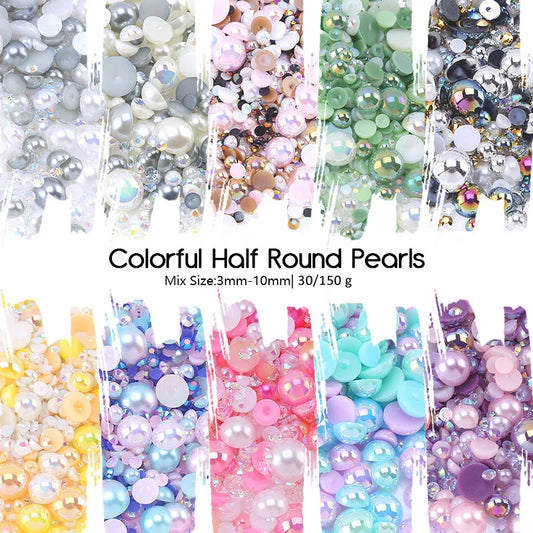 Mix Resin Rhinestone Pearls for Clothing Decorations Glitter Nail Gems Glue on Flatback Crystal Pearls DIY Decor Accessories