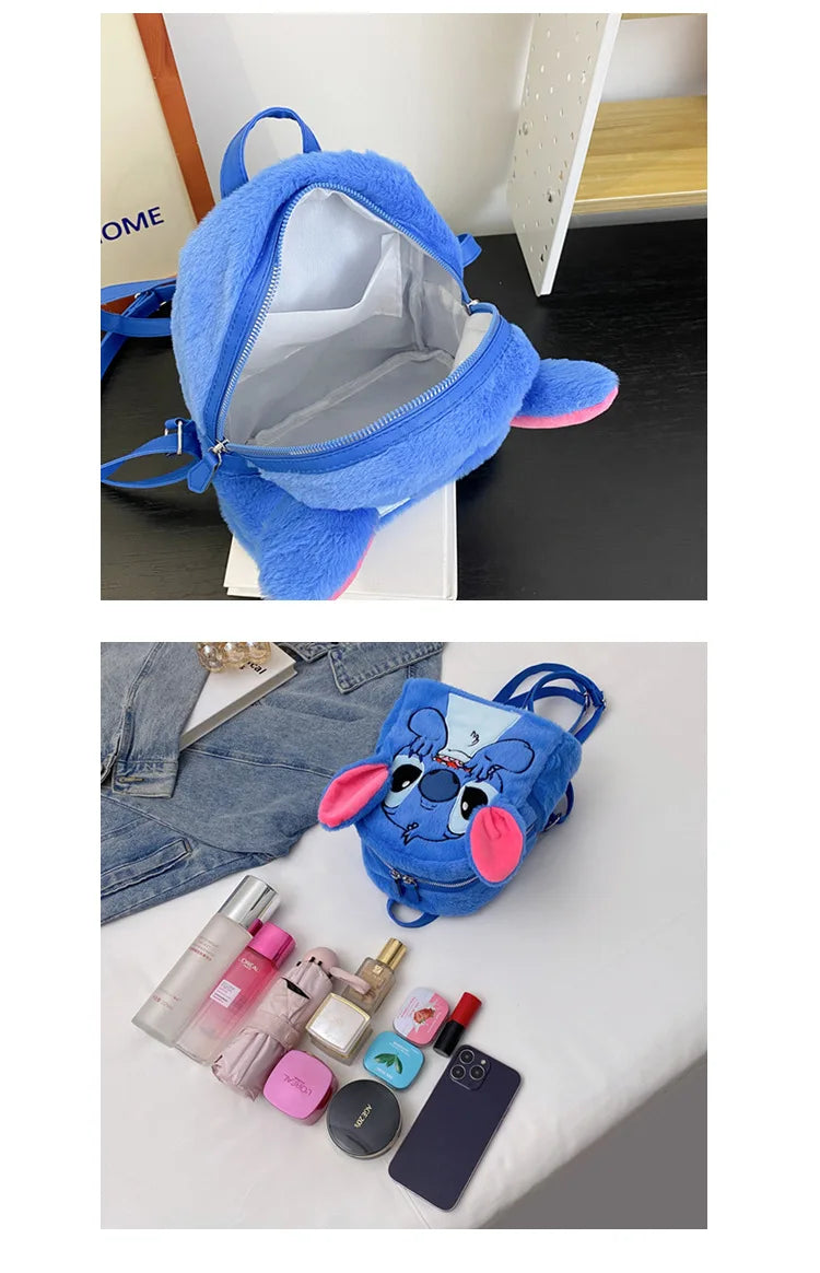 Disney New Stitch Plush Backpack Cartoon Fashion 3D Mini Women's Backpack Large Capacity Cute Children's Schoolbag High Quality