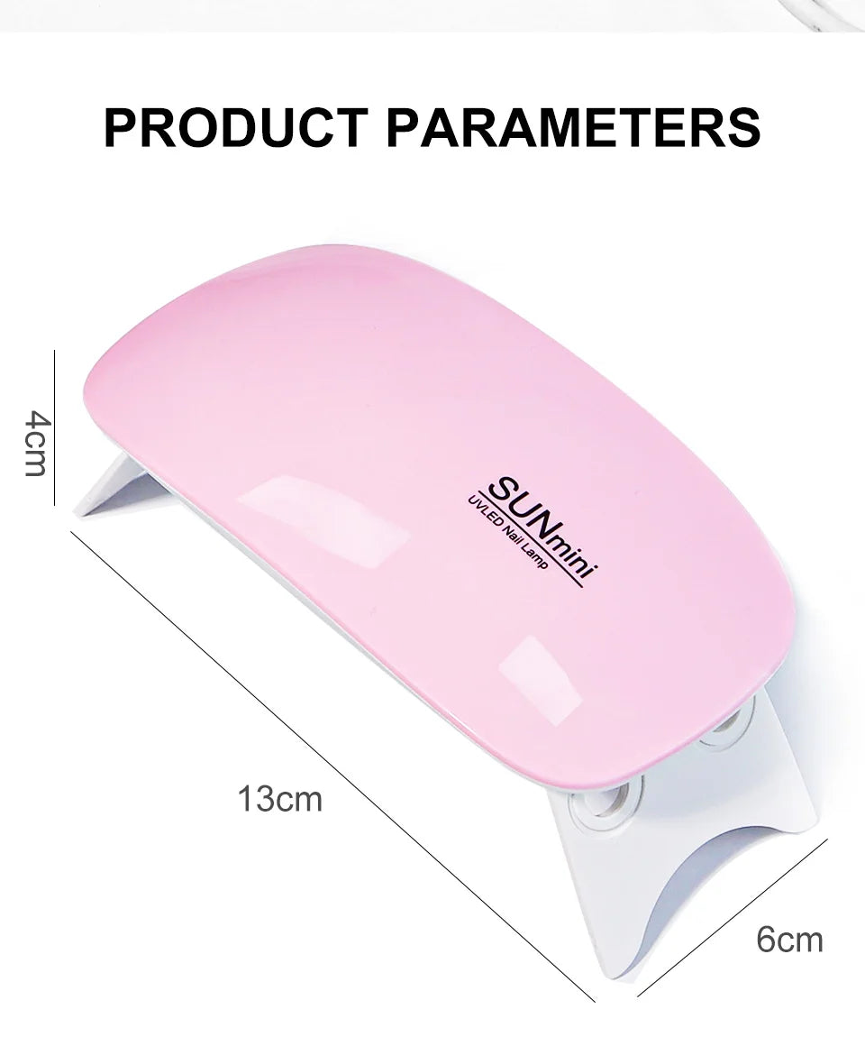 6W Mini Nail Dryer Machine Portable 6 LED UV Manicure Lamp Home Use Nail Lamp For Drying Polish Varnish With USB Cable