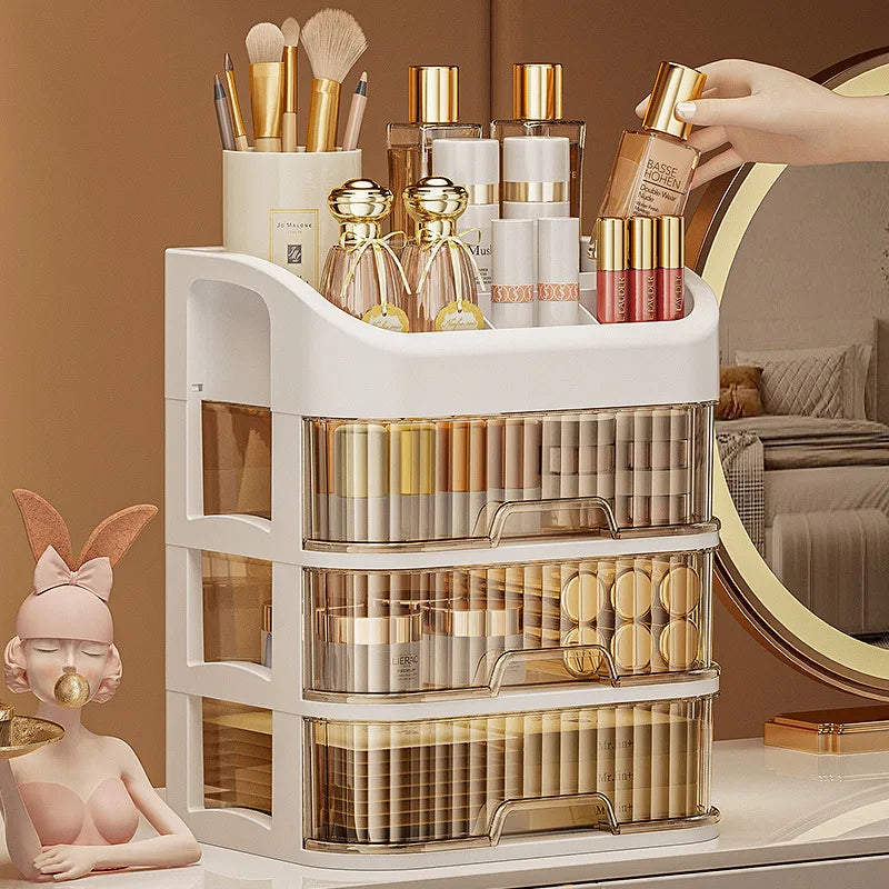 Cosmetic Organizer Makeup Organizer With Drawer Skincare Organizer Eyebrow Pencil Holder Cosmetic Storage Box For Dressing Table