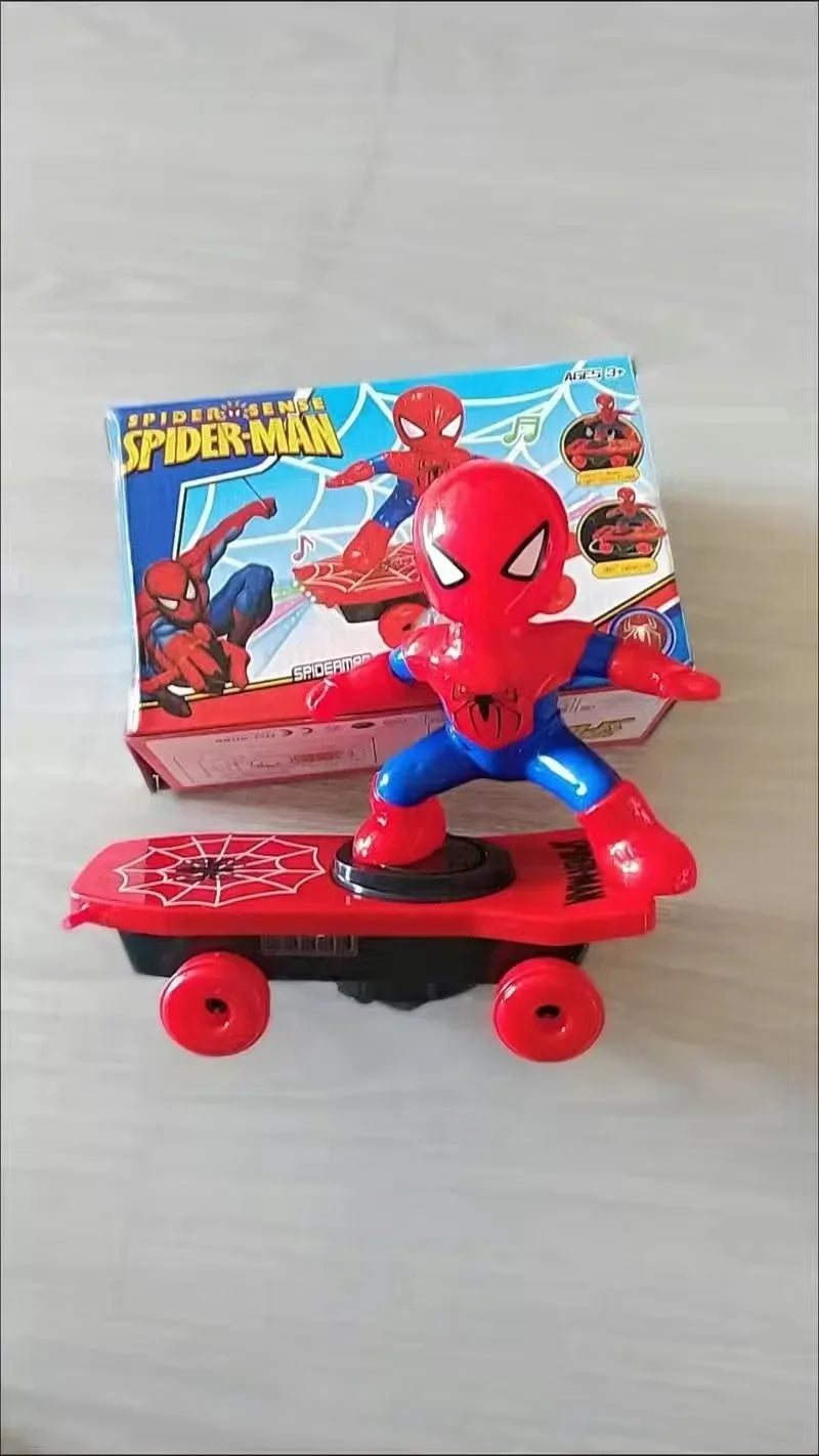 Hot The Avengers Spiderman Automatic Flip Rotation Skateboard Acousto-Optic Car Electric Music Stunt Scooters Toys Birthday Gift