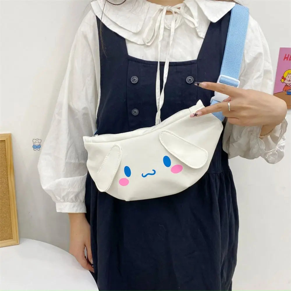 Kawaii Sanrio Shoulder Bag Kuromi My Melody Casual Simple Sling Storage Crossbody Cinnamoroll Chest Bag Women Student Girl Gifts