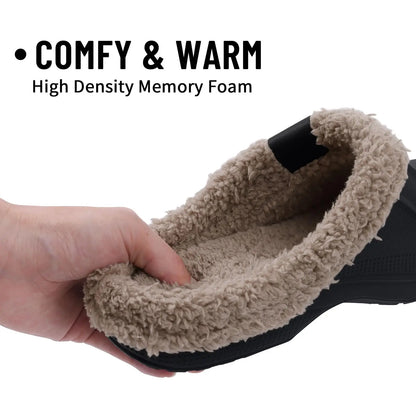 Bebealy Casual Women Garden Shoes Warm Fluffy Men Slippers Winter Waterproof Outdoor Antiskid Slippers Classic Leopard Slippers